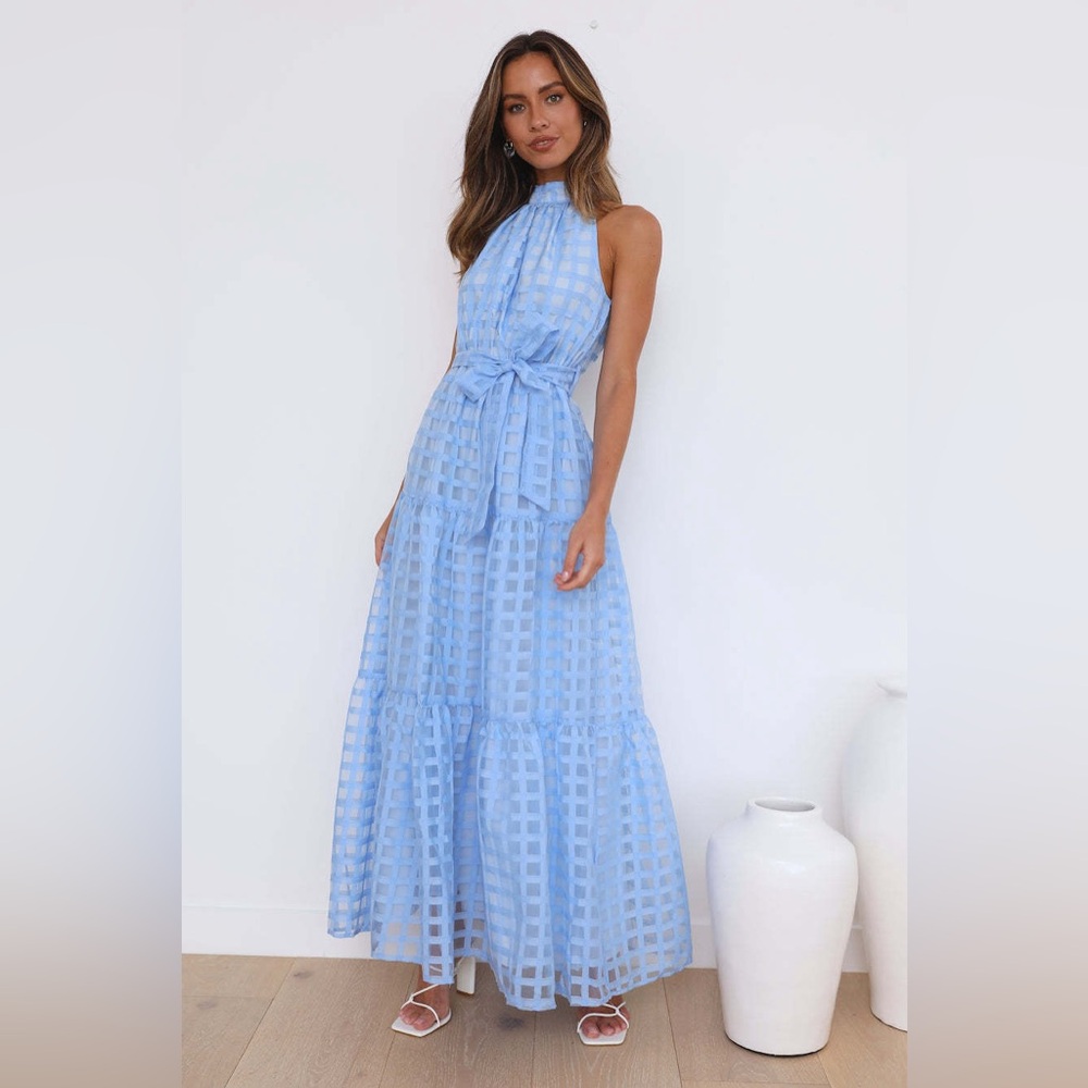 Hello Molly Blue Summertime Picnic Maxi Dress - Like New